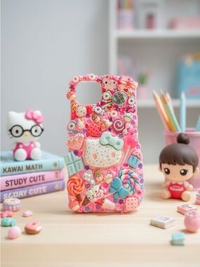 Hello Kitty Pastel Pink & Mint Kawaii Handmade for any phone model